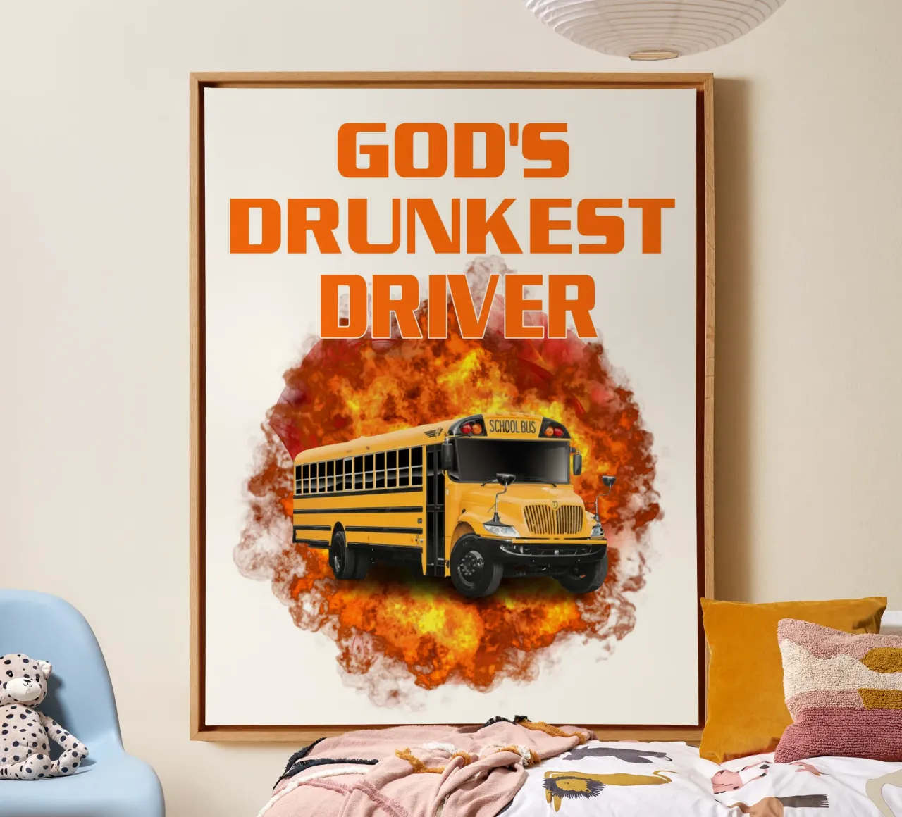 Dronken chauffeur Humor Grappig Kunstontwerp canvas met Baklijst van kaiyaraiya