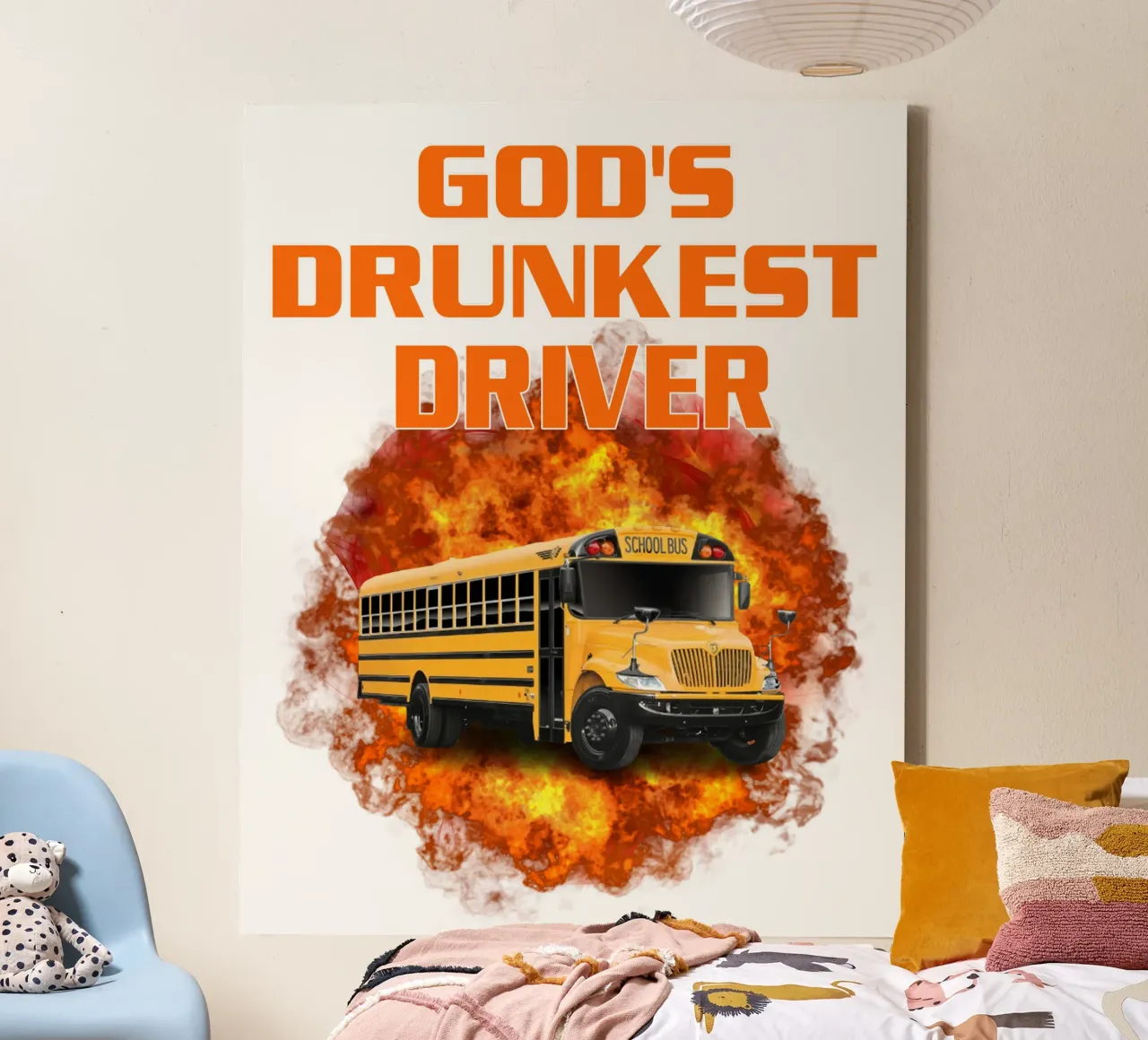 Dronken chauffeur Humor Grappig Kunstontwerp canvas met Baklijst van kaiyaraiya
