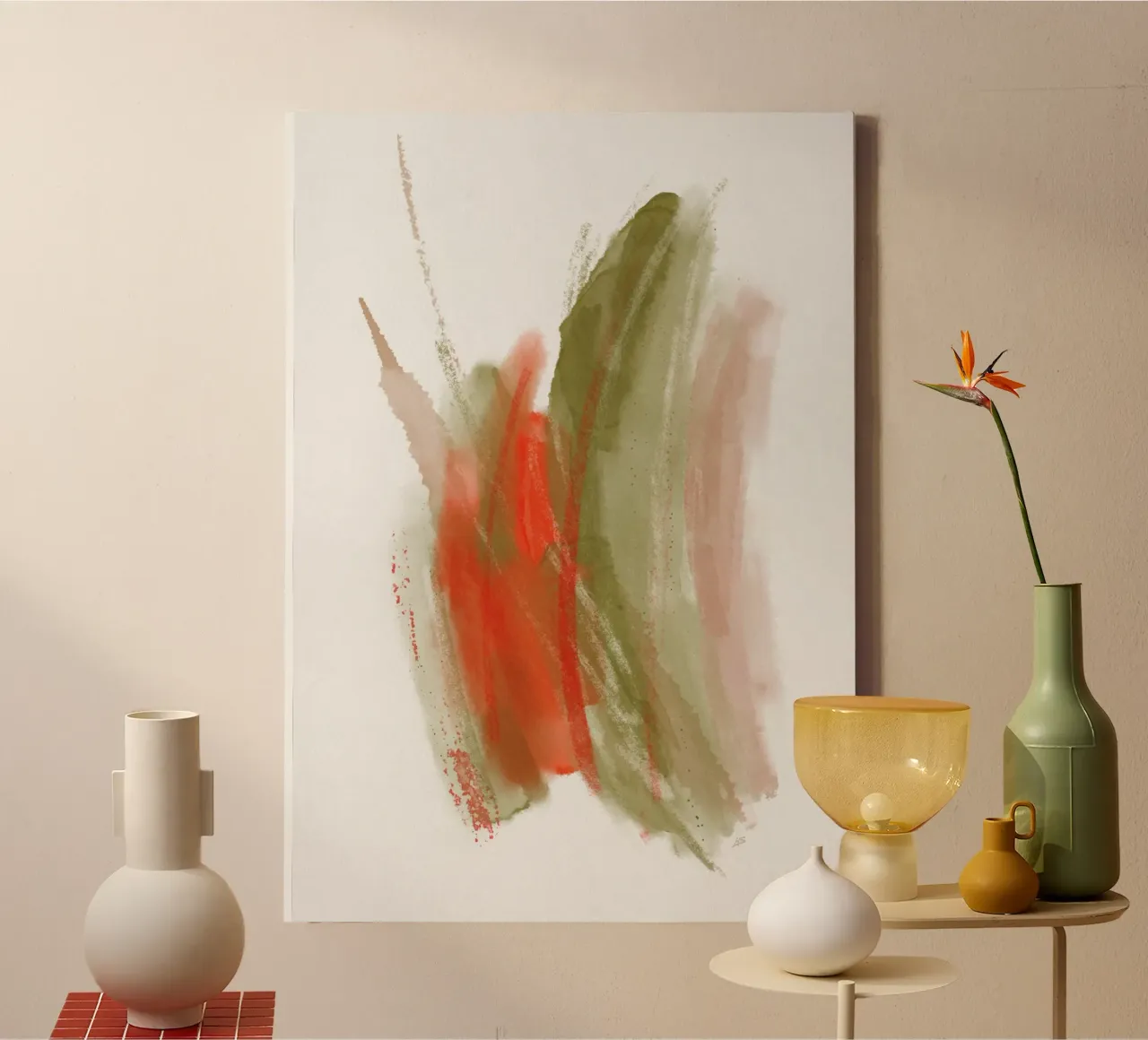 Just Green & Red | Brushstroke Abstract tela da sabidussi
