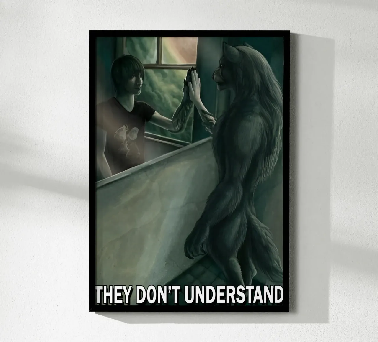 Wolf Meme Grappig Kunstontwerp hahnemühle van kaiyaraiya