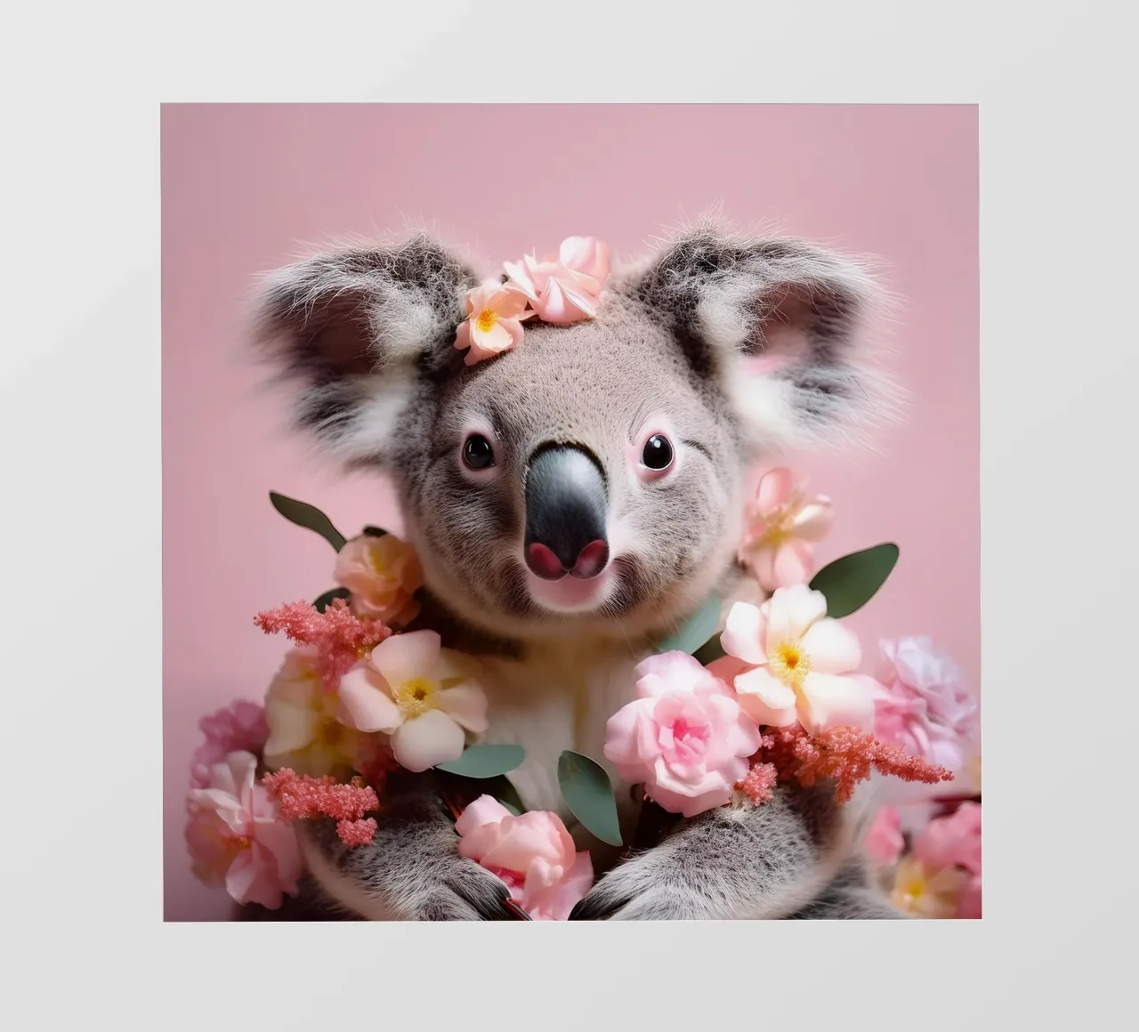 Adorable Koala with Pink Flowers in a Pastel Art Design pvc cover by FlexiDesignsByK