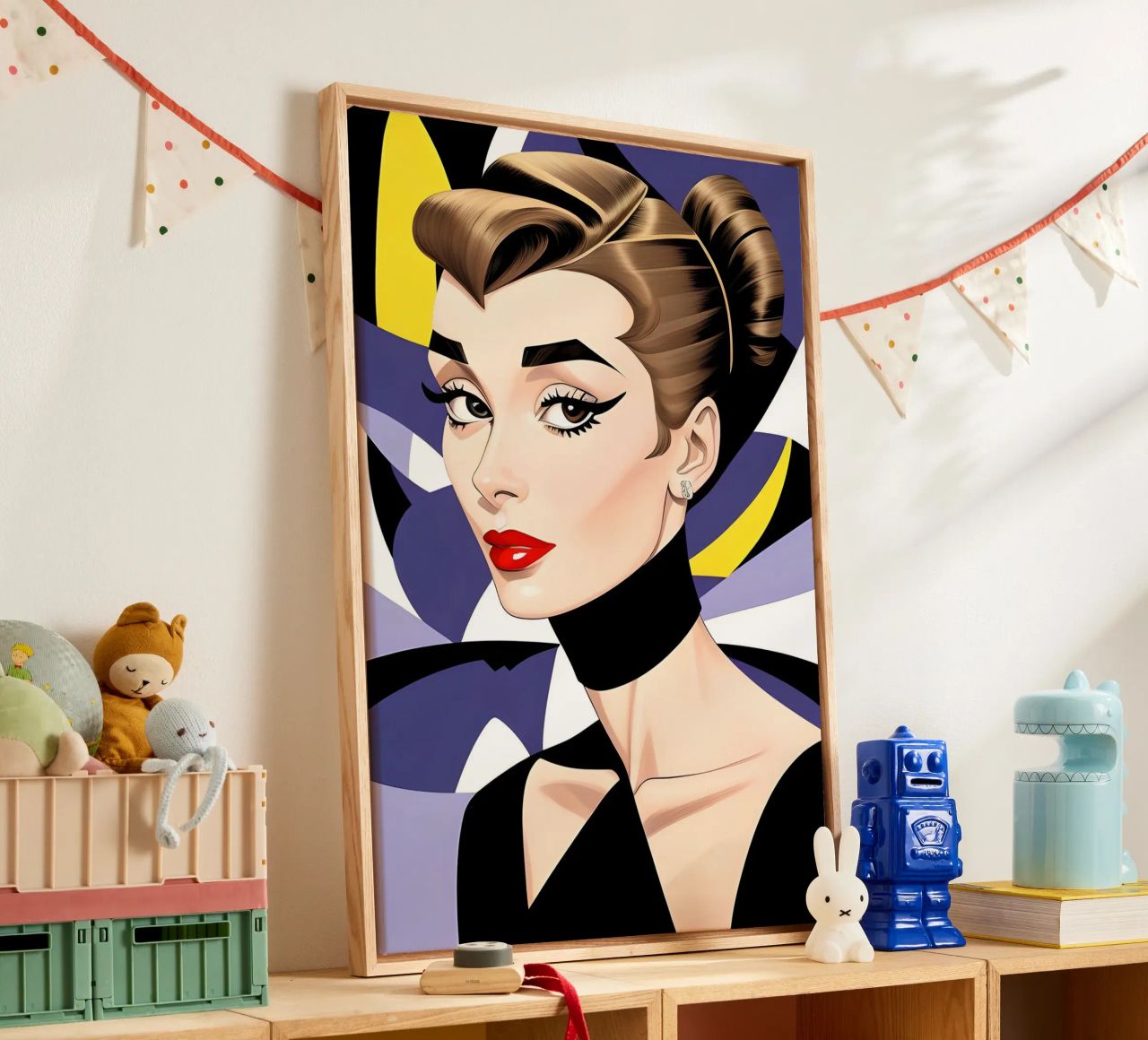 Audrey Hepburn Geometrisches Dopamin Leinwand von ART DECO