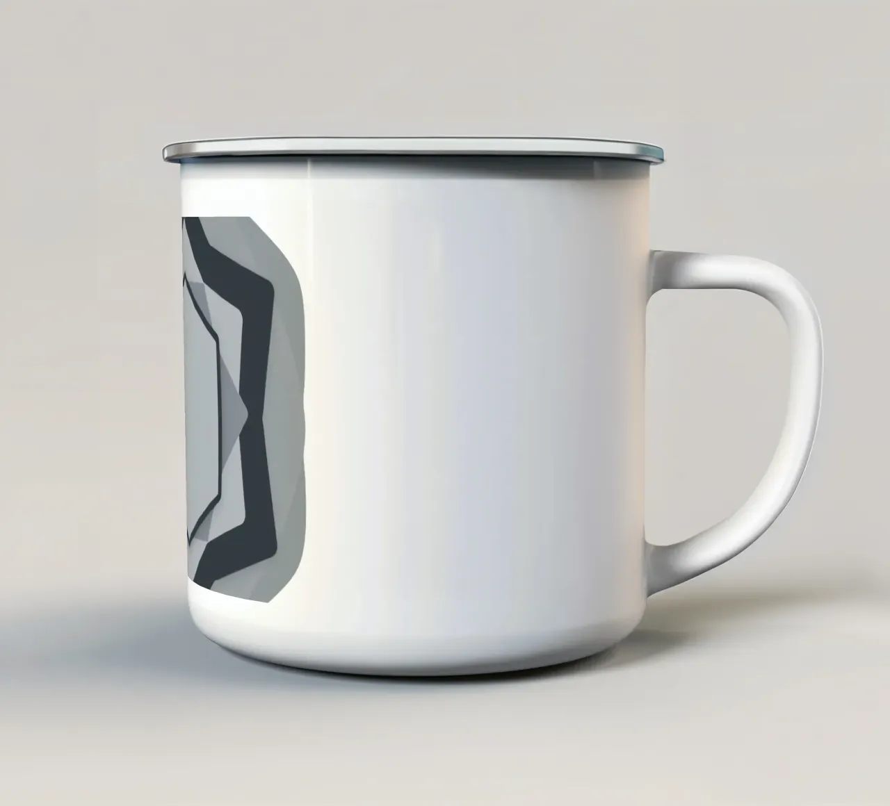 Abstract geometrisch modern logo in grijstinten en wit emaille mok van DesignDoodle