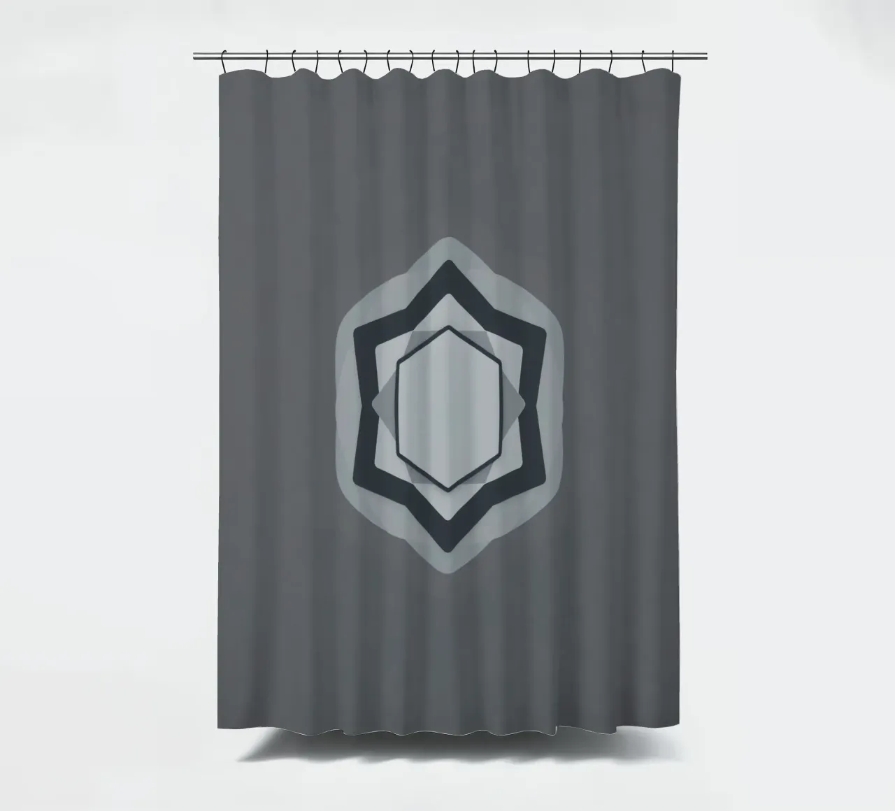 Abstract geometric modern logo in shades of gray and white shower curtain by DesignDoodle