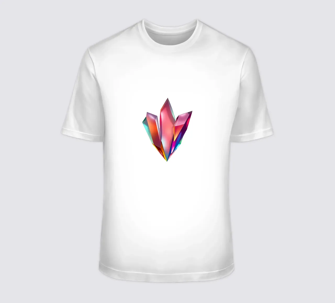 Formazioni di cristallo colorate che brillano su uno sfondo bianco t-shirt da DesignDoodle