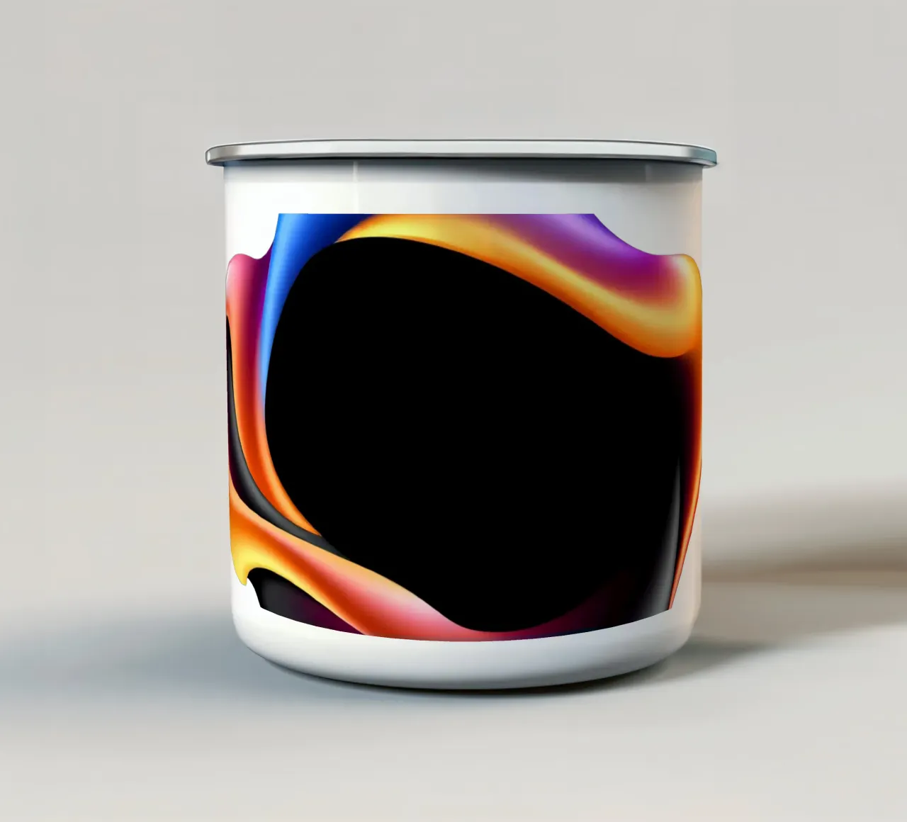 Design astratto e colorato con forme fluide su sfondo neutro. tazza in smalto da DesignDoodle
