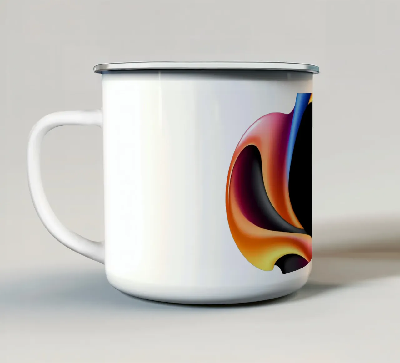 Design astratto e colorato con forme fluide su sfondo neutro. tazza in smalto da DesignDoodle