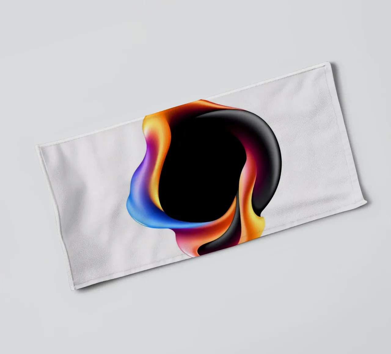 Abstract colorful design with fluid shapes against a neutral towel by DesignDoodle