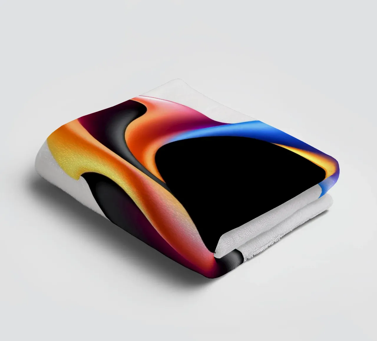 Abstract colorful design with fluid shapes against a neutral towel by DesignDoodle