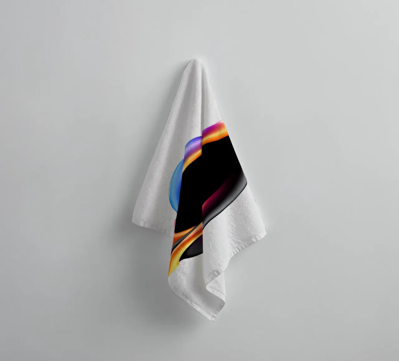 Abstract colorful design with fluid shapes against a neutral towel by DesignDoodle