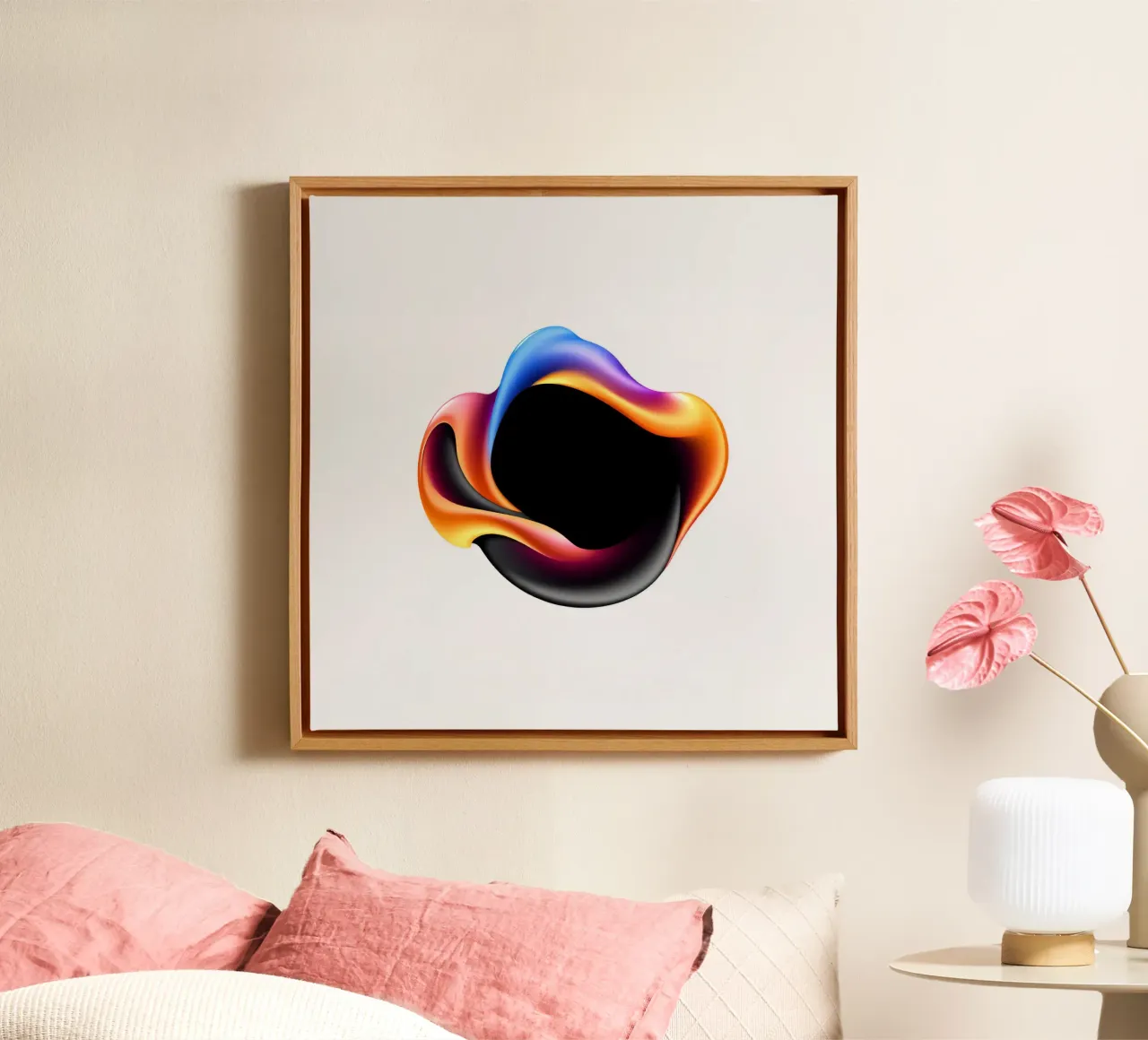 Abstract colorful design with fluid shapes against a neutral canvas by DesignDoodle