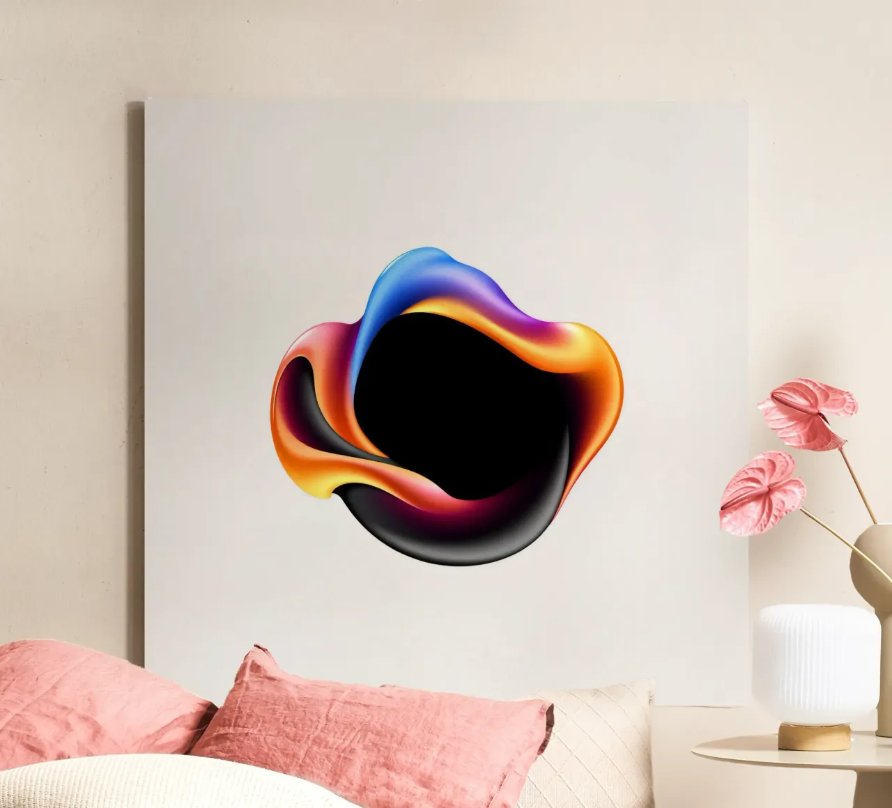 Abstract colorful design with fluid shapes against a neutral canvas by DesignDoodle