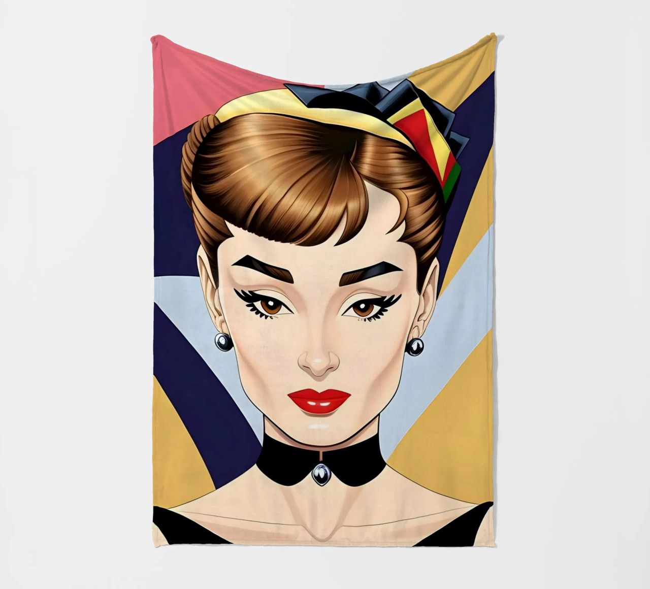 AUDREY HEPBURN RETRO GEOMETRICS fleece blanket by ART DECO