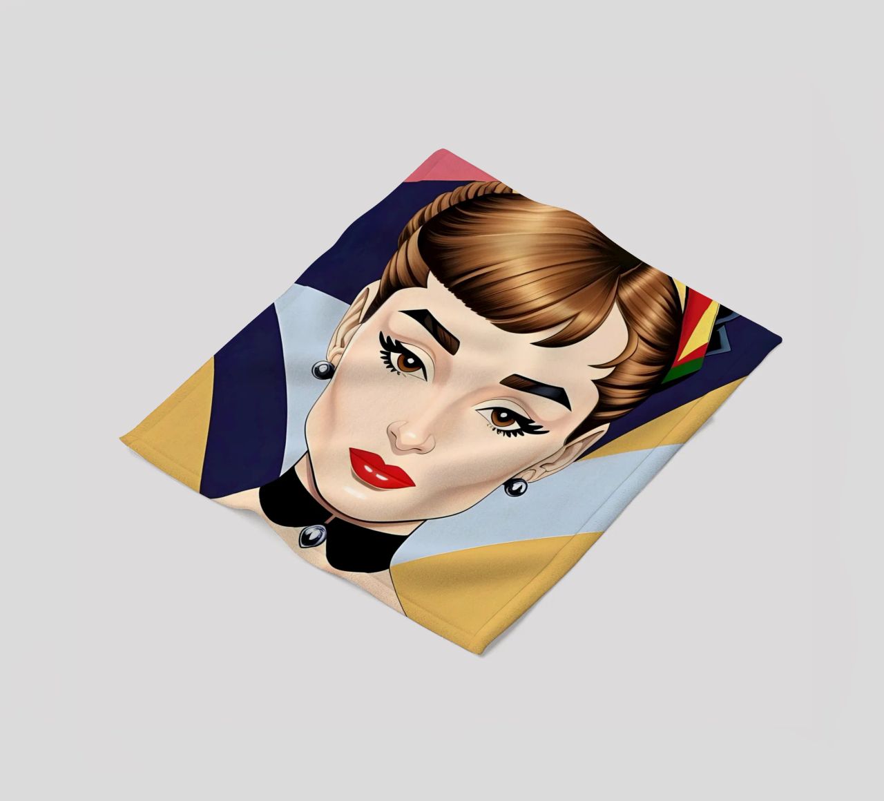AUDREY HEPBURN RETRO GEOMETRICS fleece blanket by ART DECO