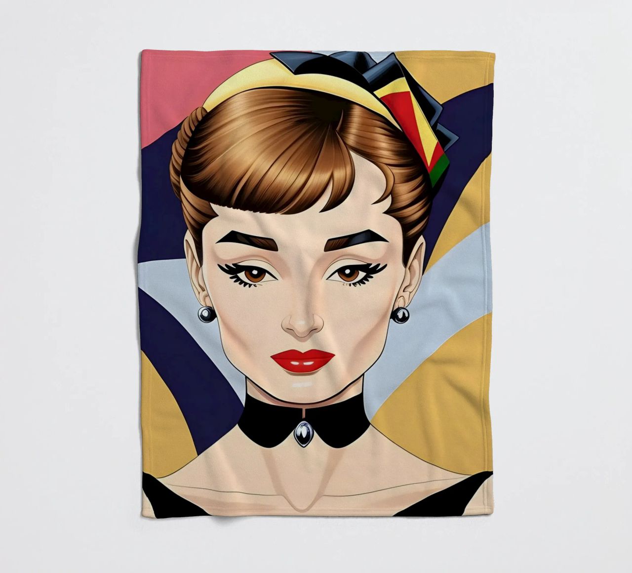 AUDREY HEPBURN RETRO GEOMETRICS fleece blanket by ART DECO