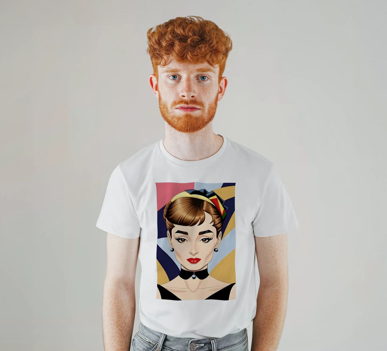 AUDREY HEPBURN RETRO GEOMETRICS t-shirt by ART DECO