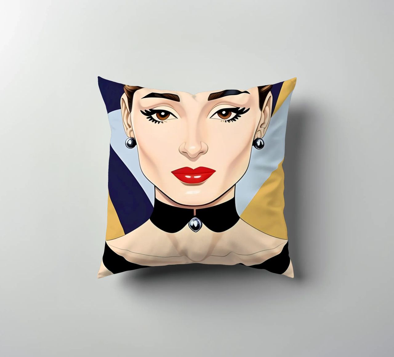 AUDREY HEPBURN RETRO GEOMETRICS decorative cushion by ART DECO