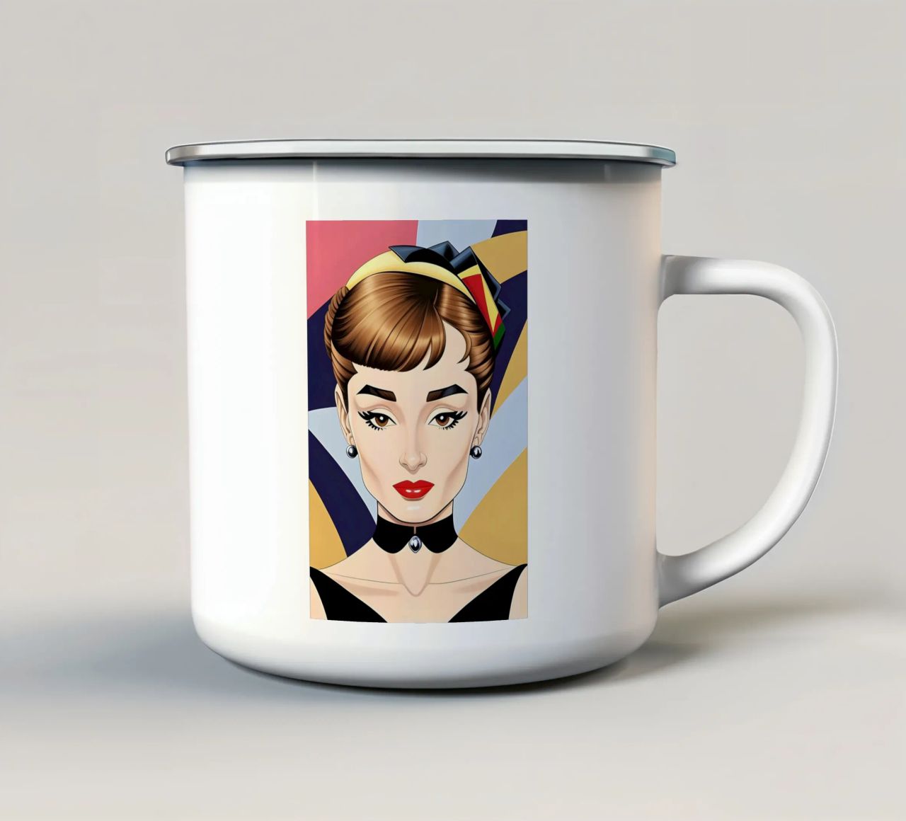 AUDREY HEPBURN RETRO-GEOMETRISCH Emaille Tasse von ART DECO