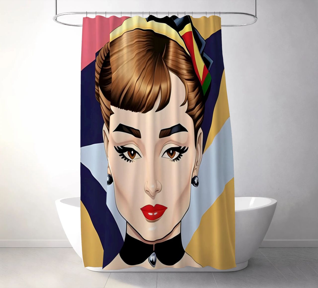 AUDREY HEPBURN RETRO-GEOMETRISCH Duschvorhang von ART DECO
