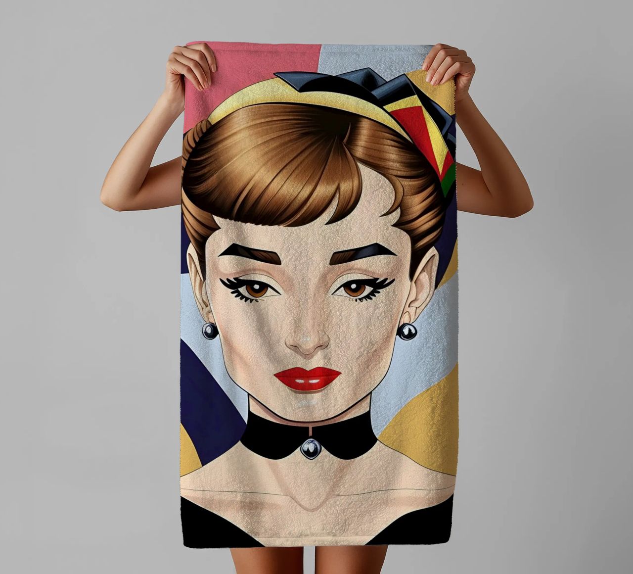 AUDREY HEPBURN RETRO GEOMETRICS towel by ART DECO