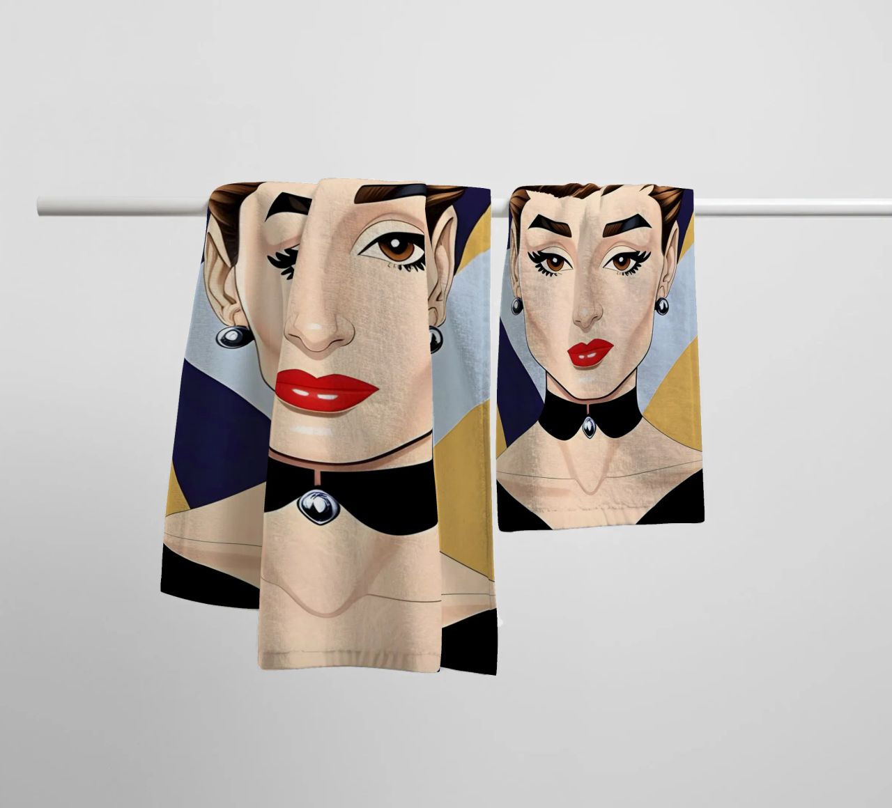 AUDREY HEPBURN RETRO GEOMETRICS towel by ART DECO