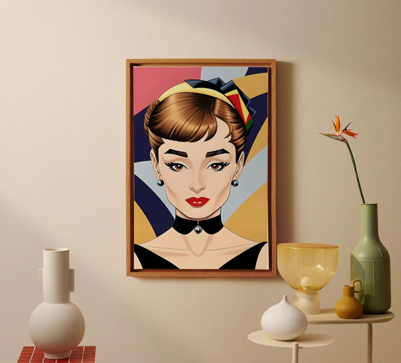 AUDREY HEPBURN RETRO-GEOMETRISCH Leinwand von ART DECO