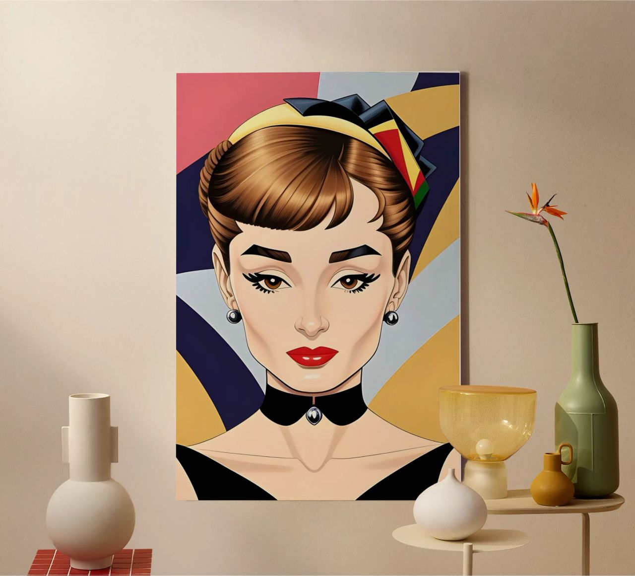 AUDREY HEPBURN RETRO-GEOMETRISCH Leinwand von ART DECO