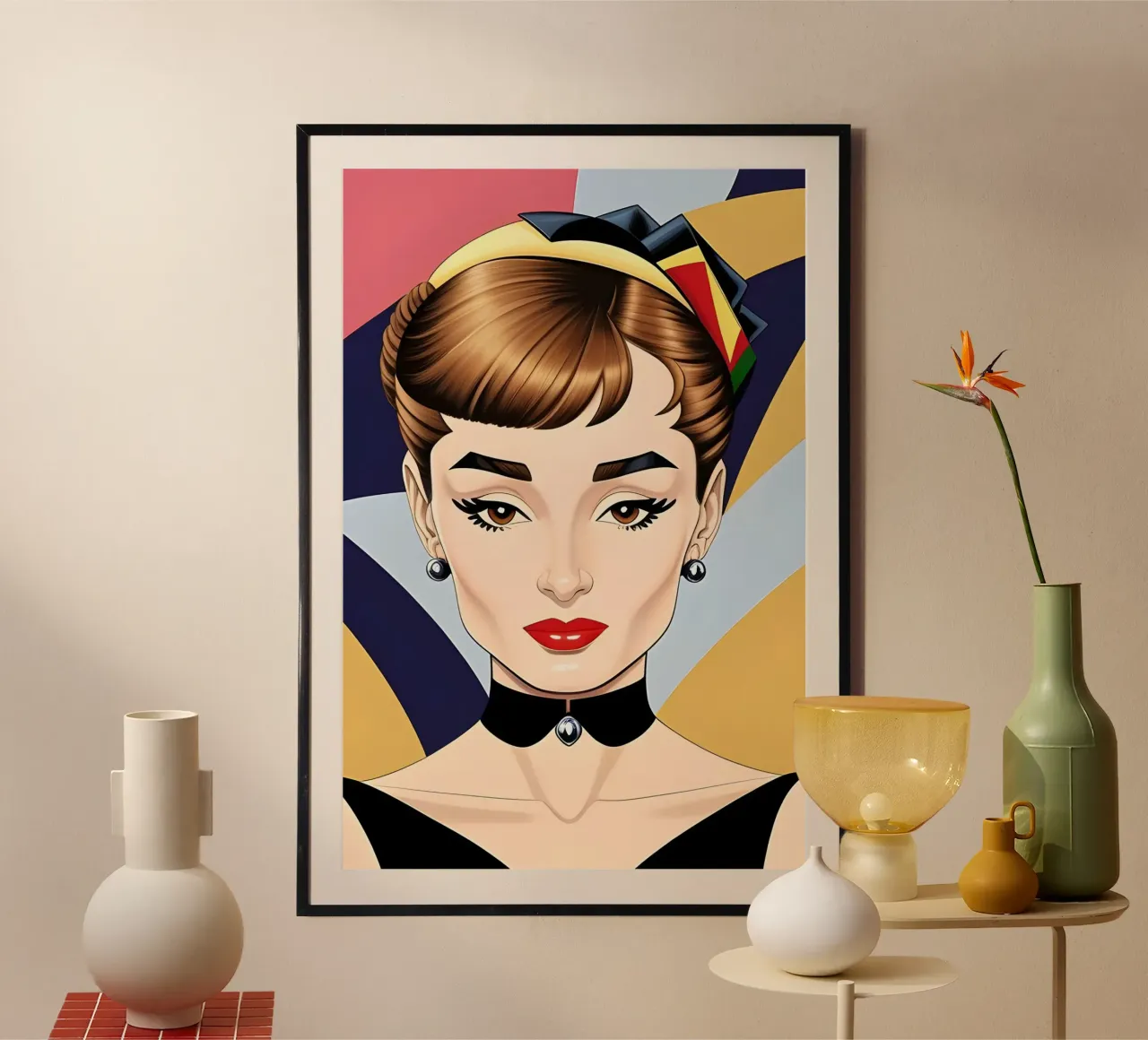 AUDREY HEPBURN GEOMETRIE RETRÒ carta hahnemühle da ART DECO