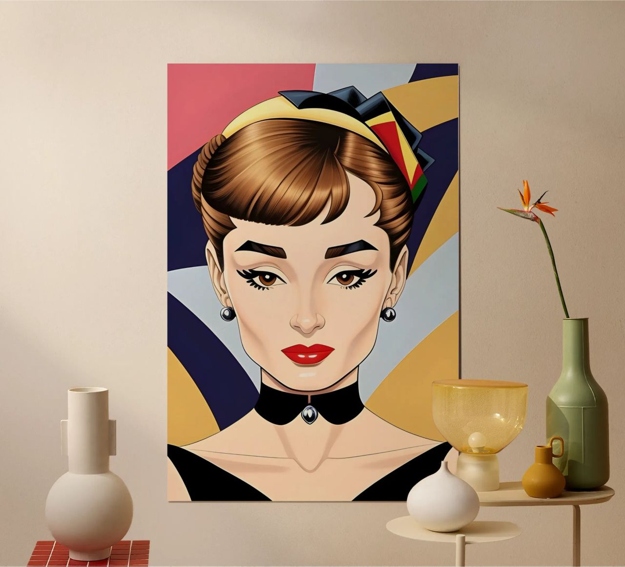 AUDREY HEPBURN RETRO GEOMETRICS poster by ART DECO