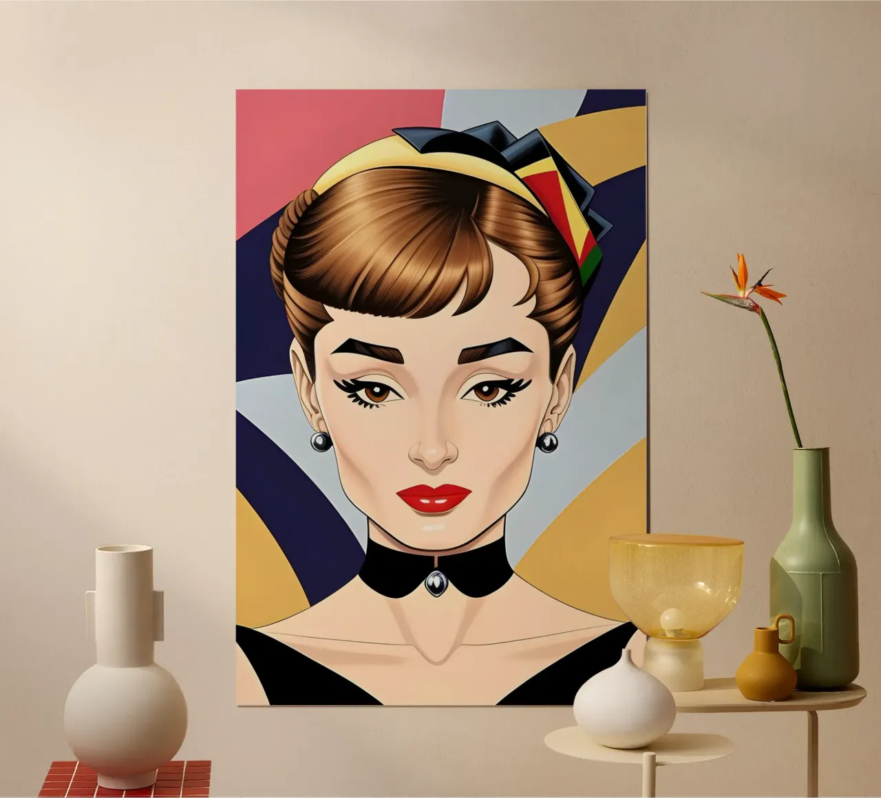 AUDREY HEPBURN GEOMETRIE RETRÒ carta hahnemühle da ART DECO