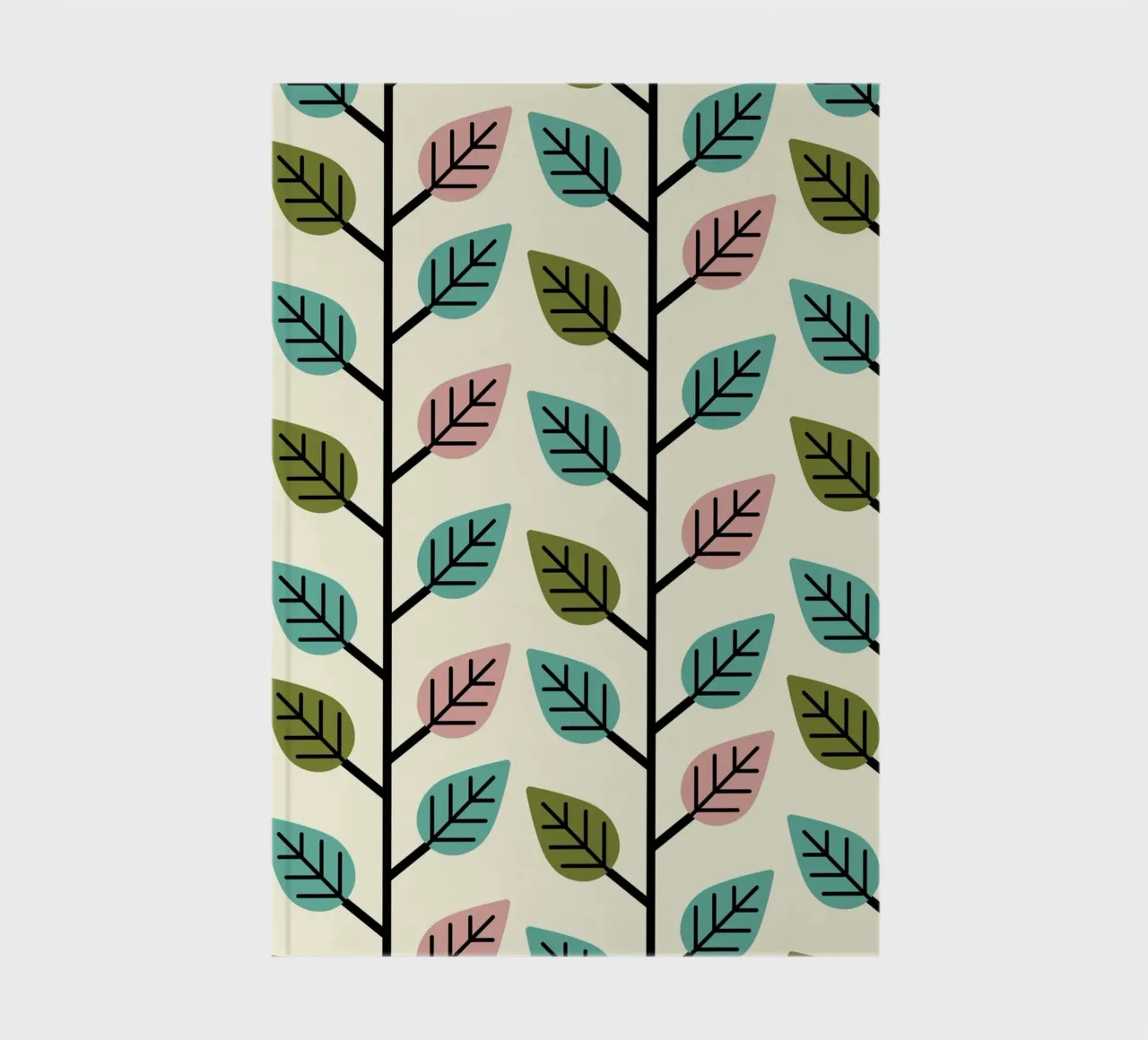 Seamless retro leaf pattern with geometric design notebook by CoelfenArt