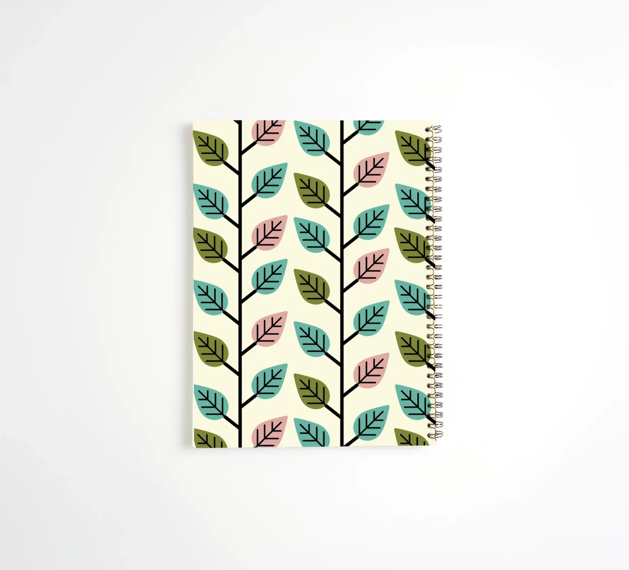 Seamless retro leaf pattern with geometric design spiral notebook by CoelfenArt