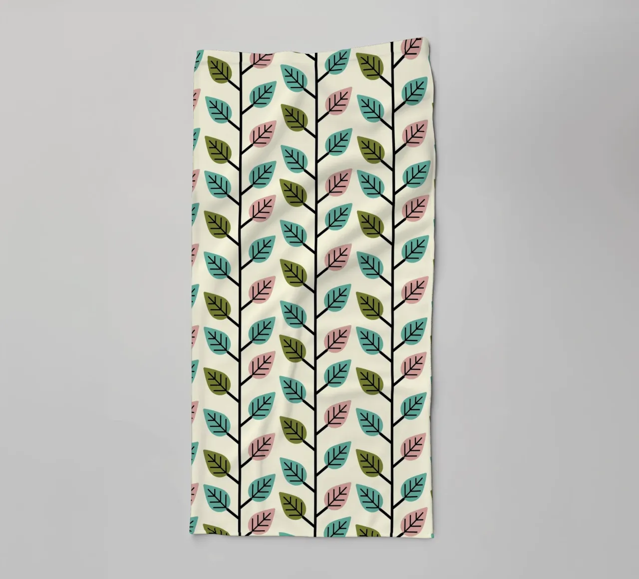 Seamless retro leaf pattern with geometric design towel by CoelfenArt