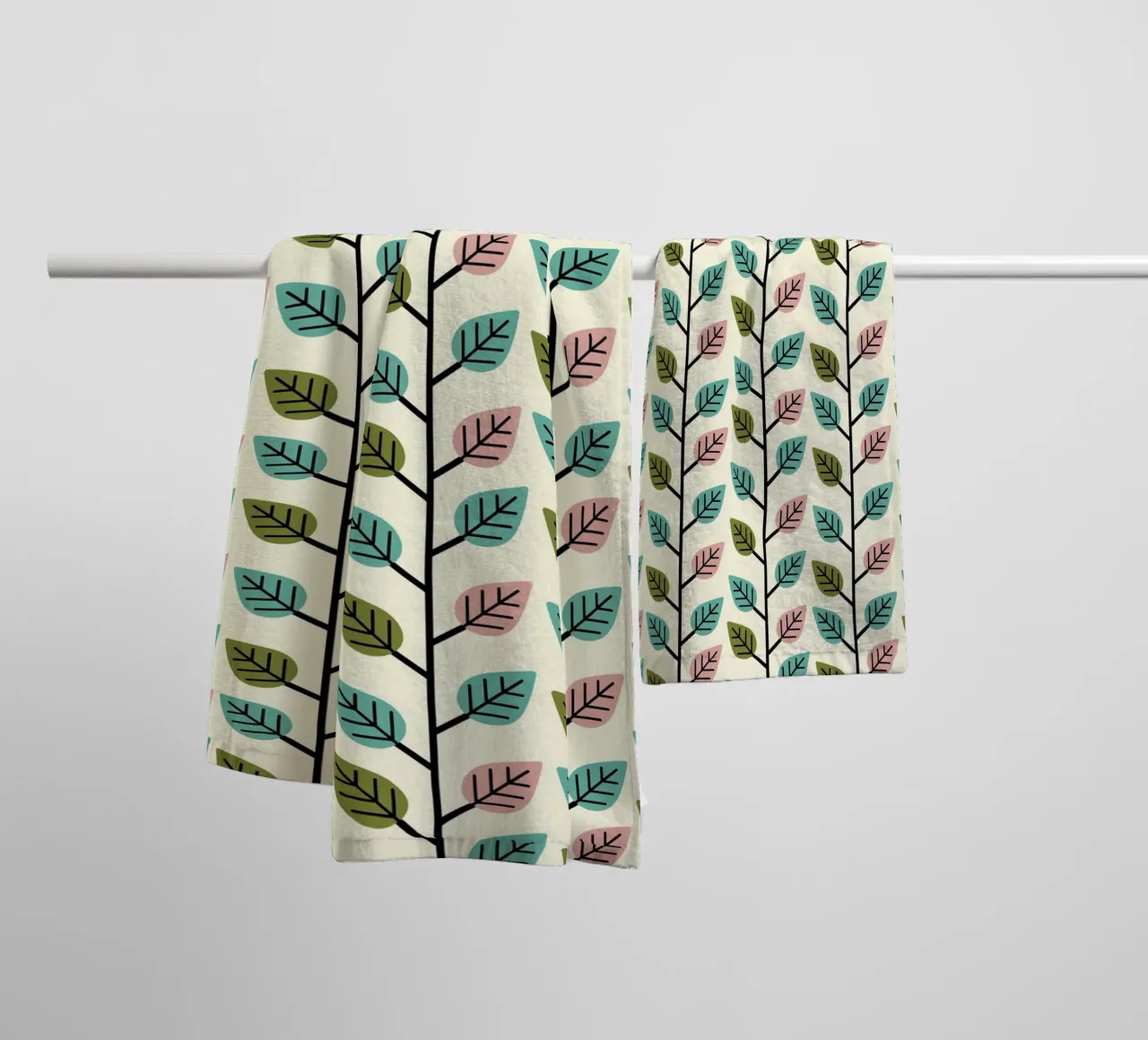 Seamless retro leaf pattern with geometric design towel by CoelfenArt