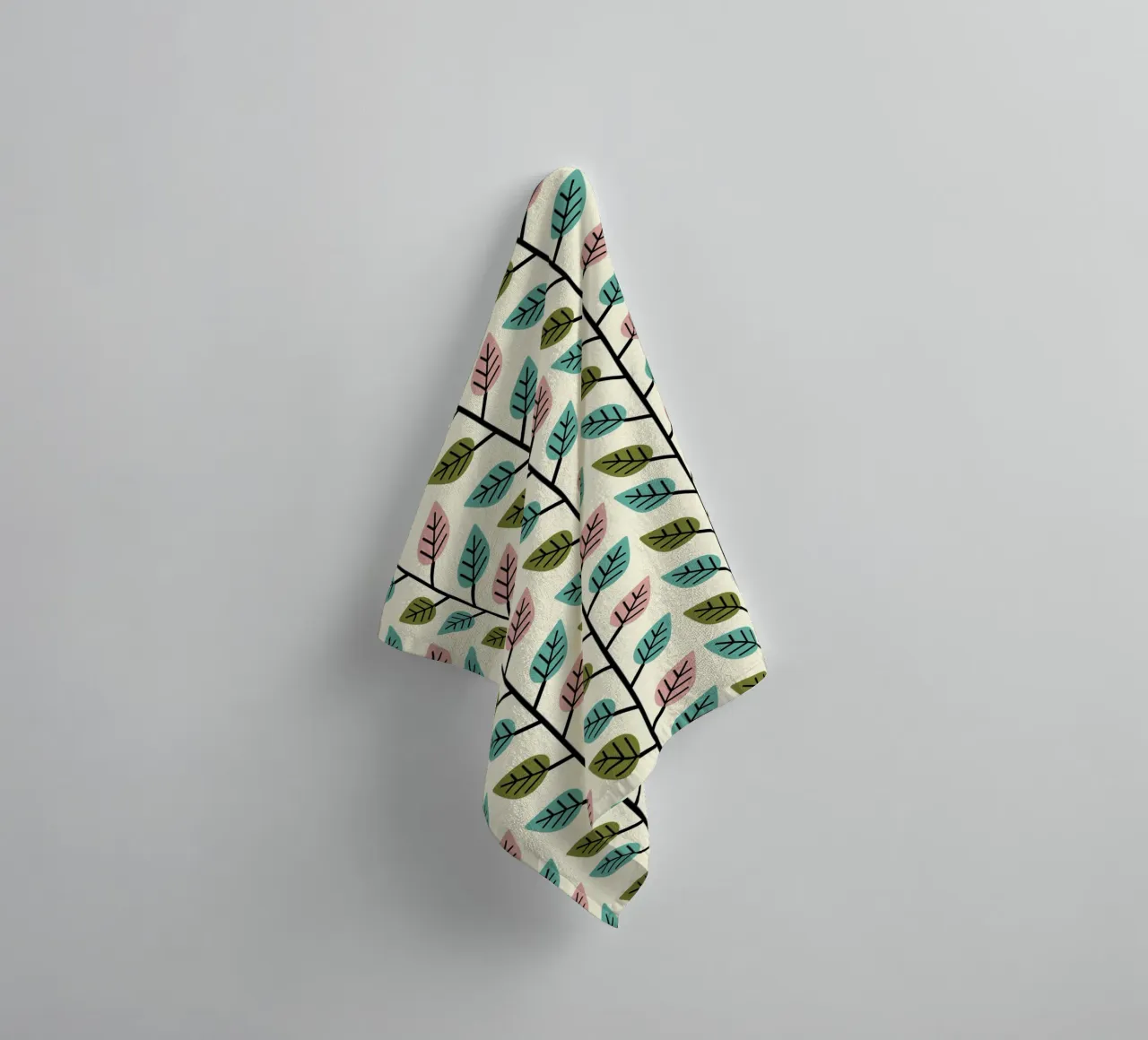 Seamless retro leaf pattern with geometric design towel by CoelfenArt