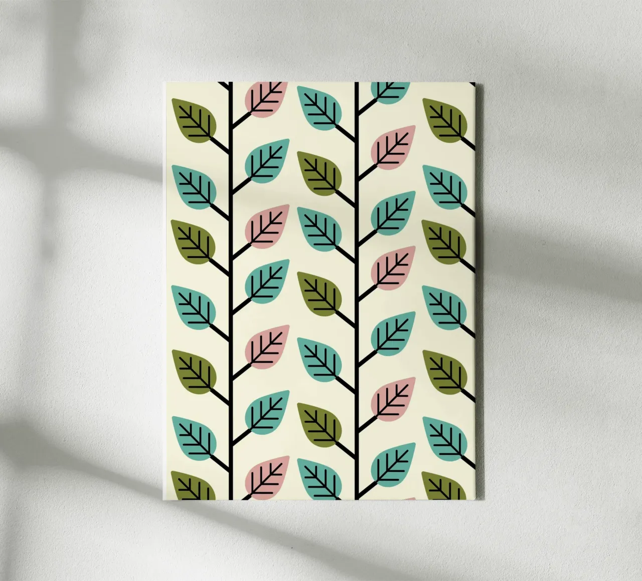 Seamless retro leaf pattern with geometric design canvas by CoelfenArt