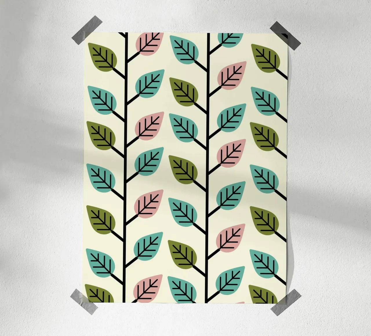 Seamless retro leaf pattern with geometric design hahnemühle by CoelfenArt