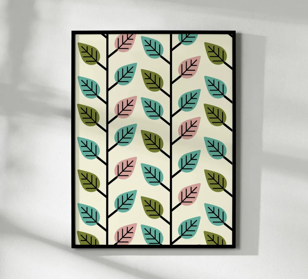 Seamless retro leaf pattern with geometric design hahnemühle by CoelfenArt