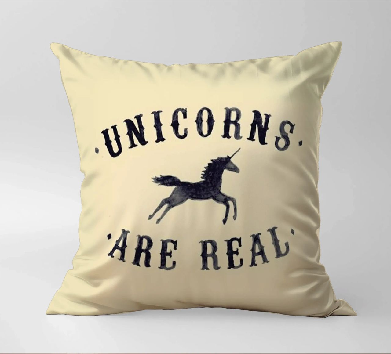 Unicorns Are Real I decorative cushion by Florent Bodart