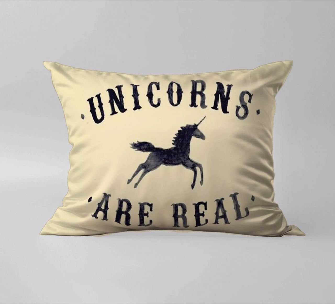 Unicorns Are Real I decorative cushion by Florent Bodart