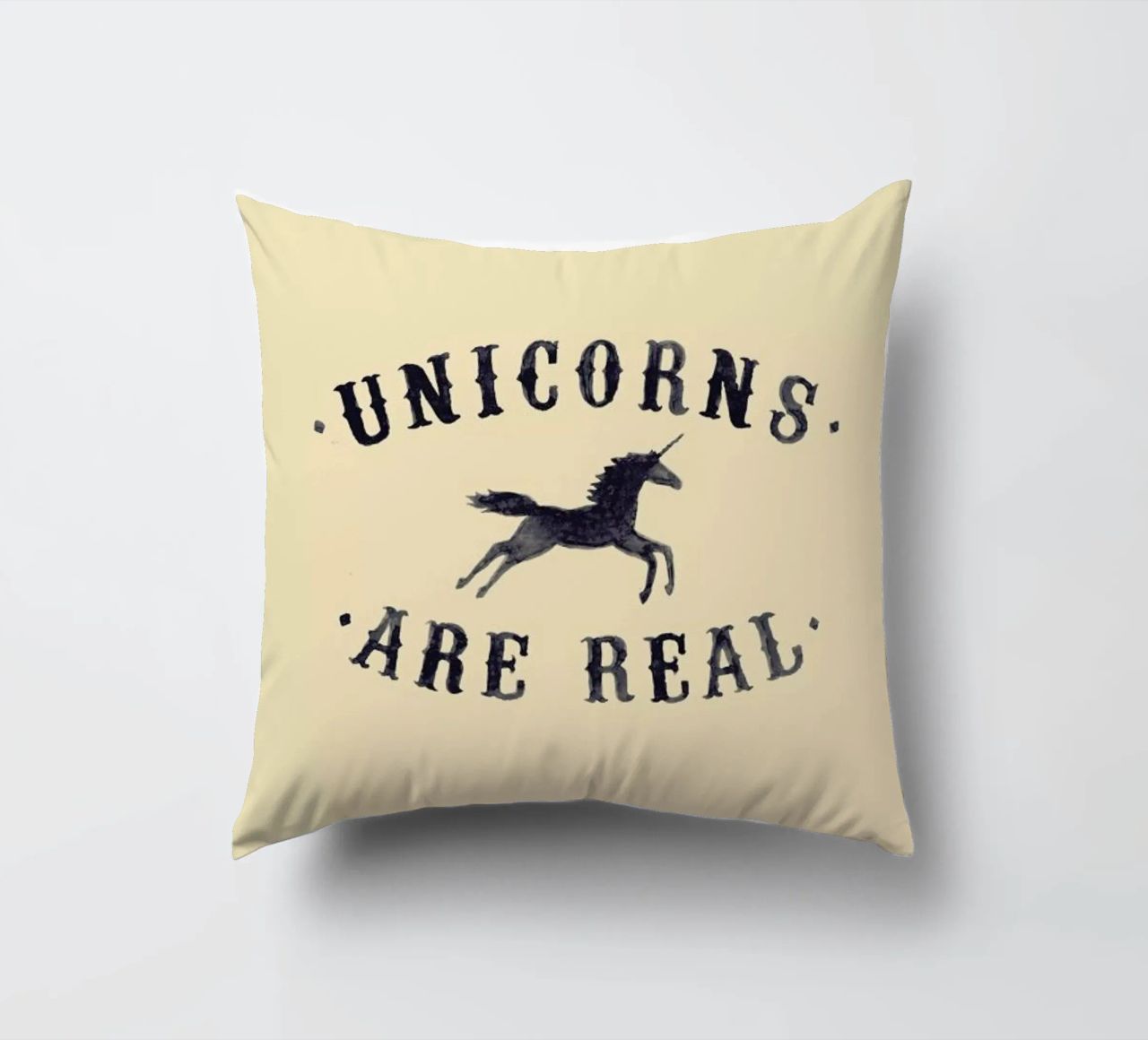 Unicorns Are Real I decorative cushion by Florent Bodart