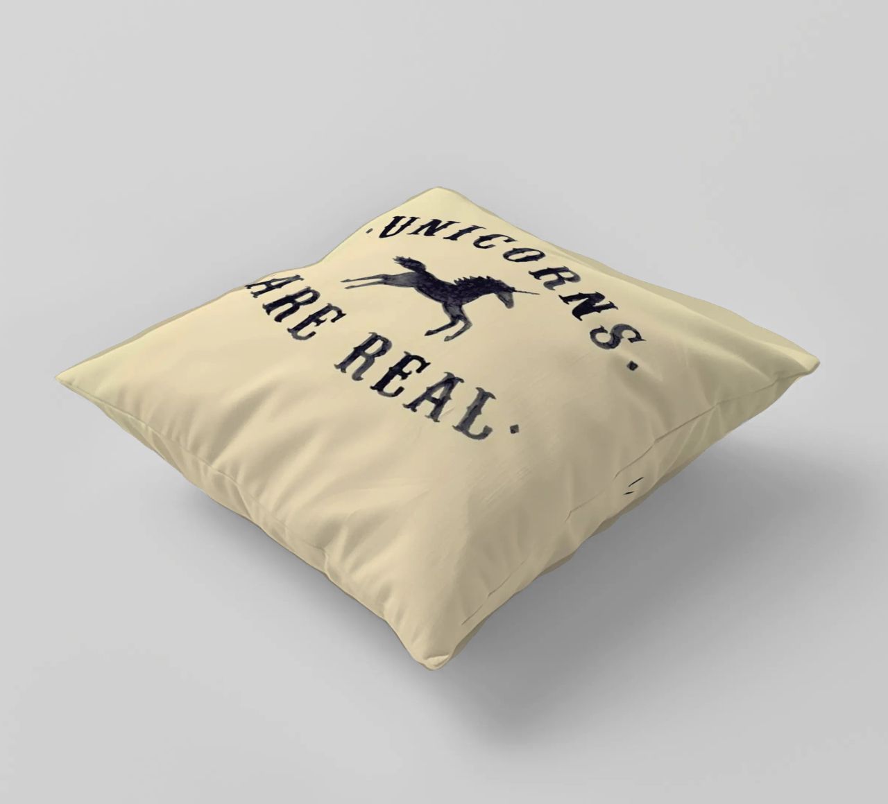 Unicorns Are Real I decorative cushion by Florent Bodart