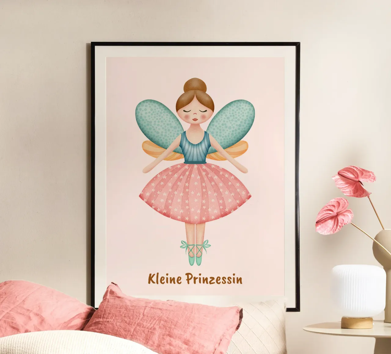 Illustration Fee mit Sternenkleid "Kleine Prinzessin" Poster mit Kunststoffrahmen von CoelfenArt