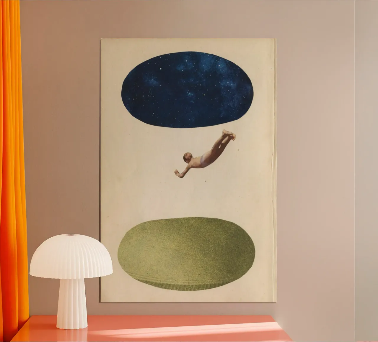 Night Swim poster with wooden frame by Cassia Beck Collage