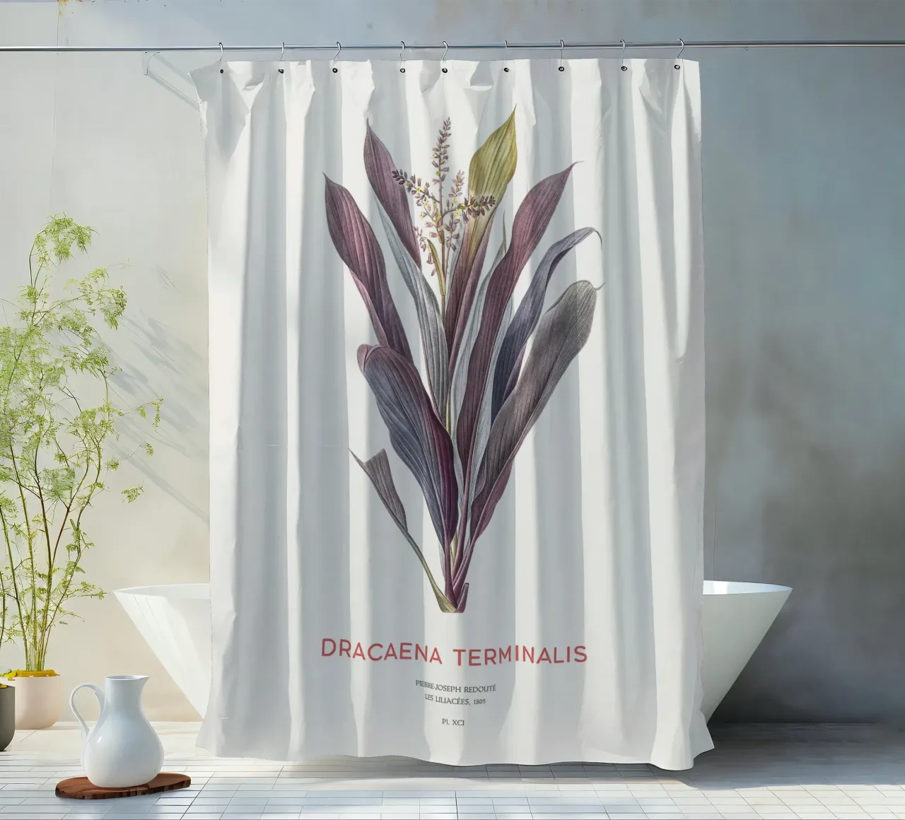 Palmlilie oder Dracaena terminalis Duschvorhang von Vintagrafica