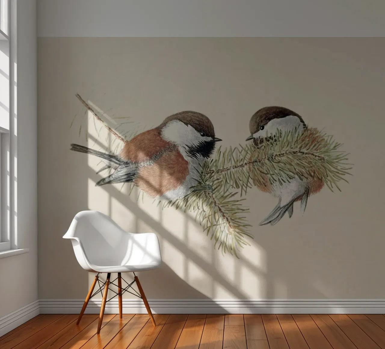 Chickadee fotobehang van apoloprints