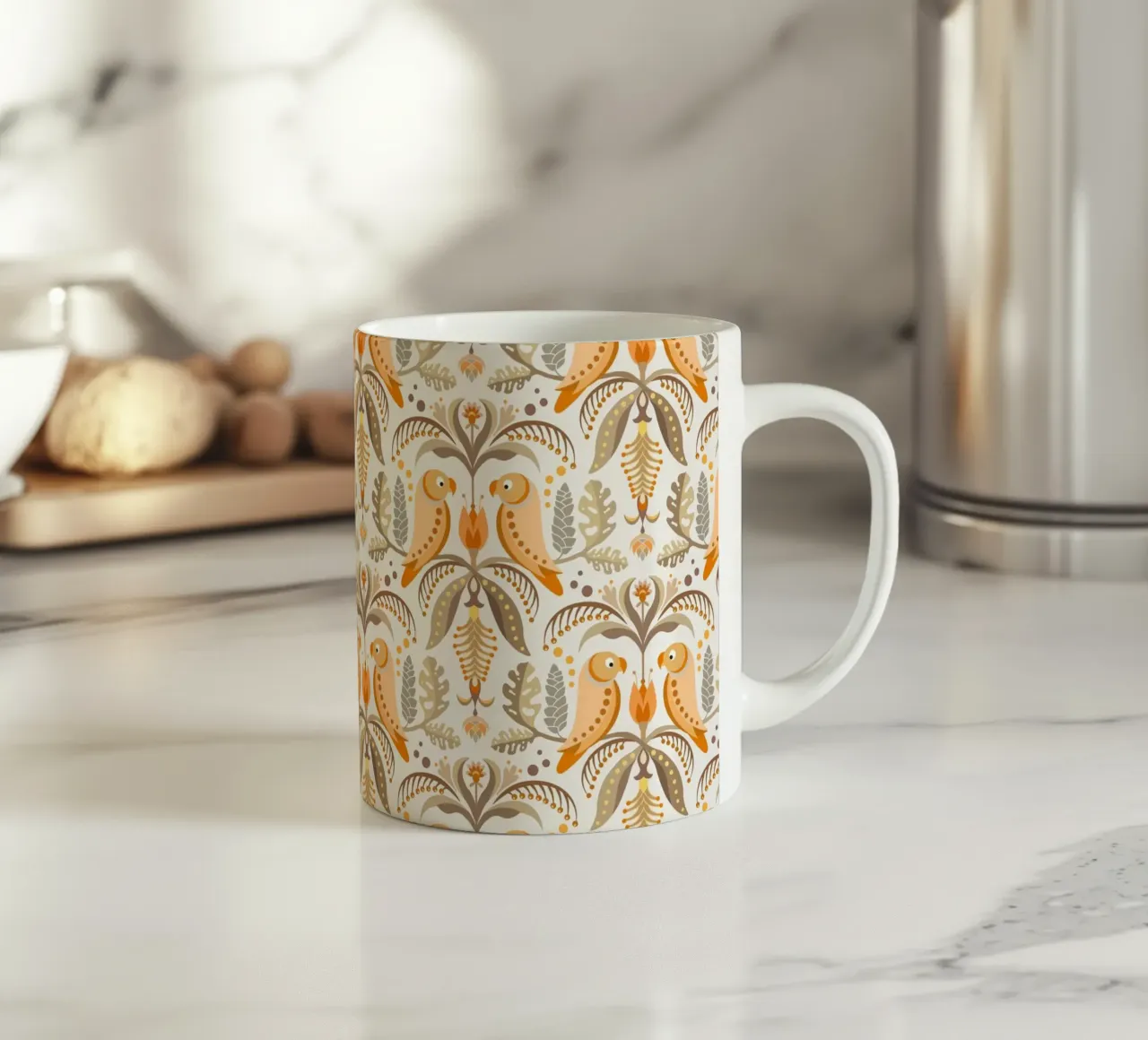 Fantasie tropicali con pappagalli e fiori in colori boho tazza in ceramica da CoelfenArt
