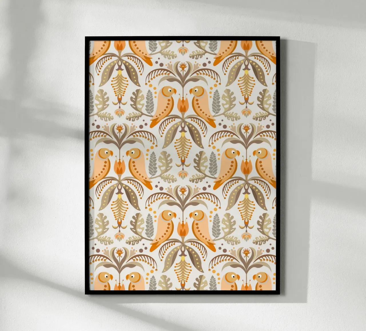Tropical patterns with parrots and flowers in boho colours hahnemühle by CoelfenArt
