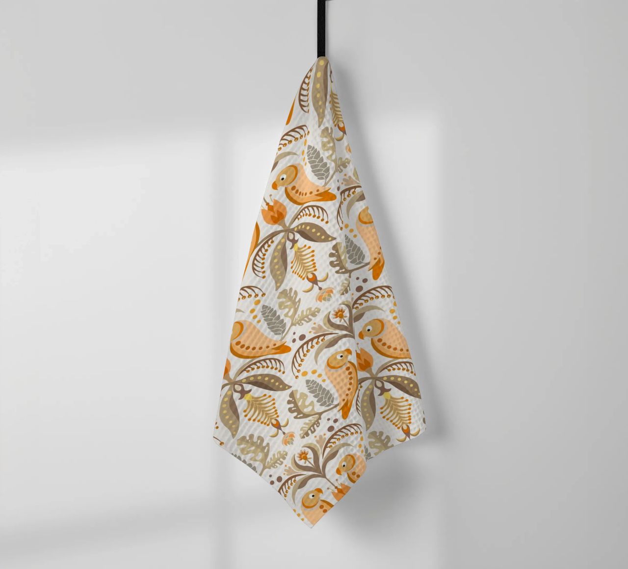 Fantasie tropicali con pappagalli e fiori in colori boho canovaccio da cucina da CoelfenArt