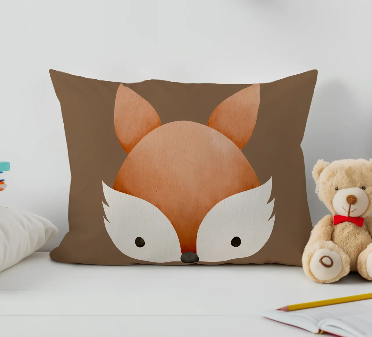 Illustrazione di volpe ad acquerello - Design minimalista cuscino da CoelfenArt